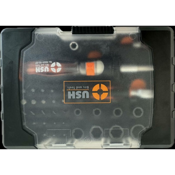 Насадки викруткові Industry USH: з магнітним тримачем, адаптерами, тріщаткою і викруткою 1/4", 45 ел