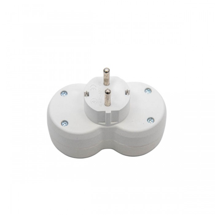 Вилка розгалужувальна електромережева ТМ VIROK на 2 гнізда 16А/250V з заземленням