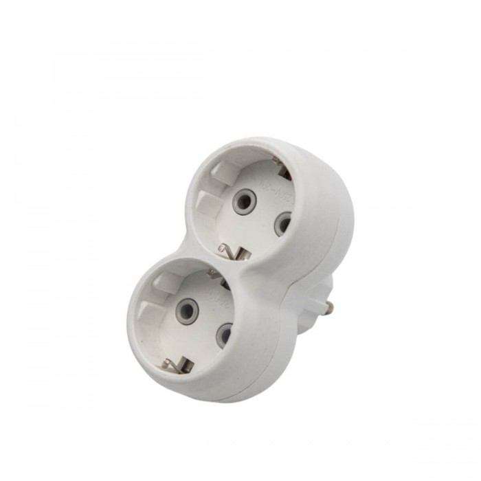 Вилка розгалужувальна електромережева ТМ VIROK на 2 гнізда 16А/250V з заземленням