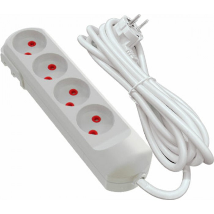 Подовжувач мережевий VIROK: l= 3 м, з 4 гніздами без заземлення