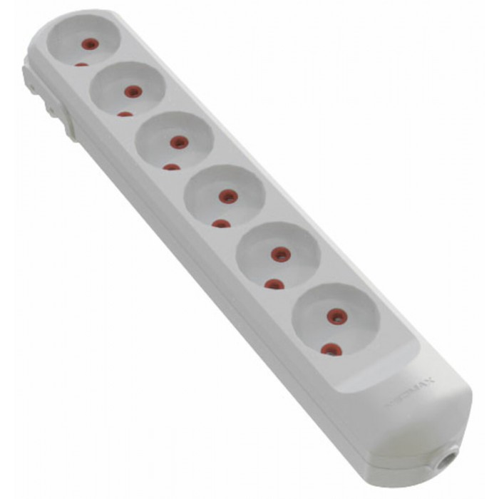 Колодка мережева VIROK: з 6 гніздами без заземлення