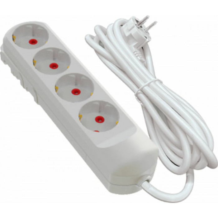 Подовжувач мережевий VIROK: l= 5 м, з 4 гніздами із заземленням