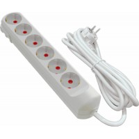 Подовжувач мережевий VIROK: l= 5 м, з 6 гніздами із заземленням