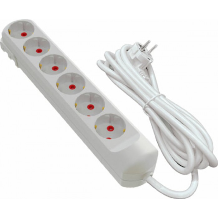 Подовжувач мережевий VIROK: l= 5 м, з 6 гніздами із заземленням
