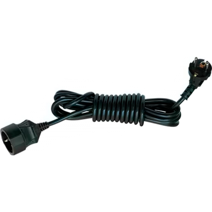 Подовжувач мережевий VIROK: l= 5 м, з 1 гніздом із заземленням, чорний(садовий)