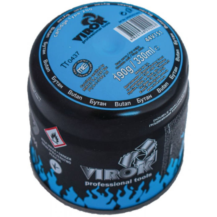 Балон газовий 1-разовий VIROK пробивний. 190g/330ml. type 200 BUTAN (E417) [48]