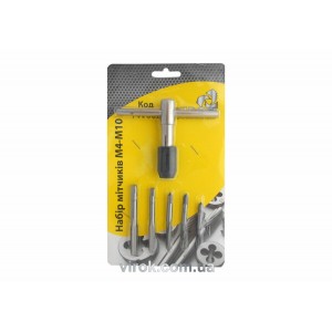 Набір мітчиків VIROK М4-М10 6 шт + вороток. сталь 9ХС кпл. 7 од.