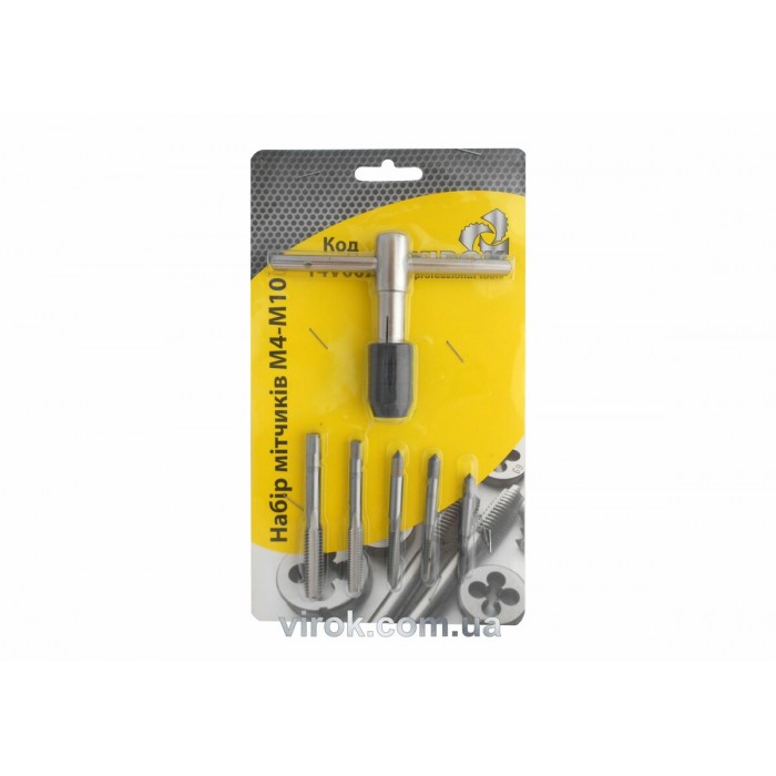 Набір мітчиків VIROK М4-М10 6 шт + вороток. сталь 9ХС кпл. 7 од.