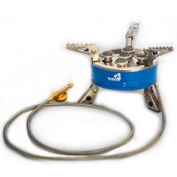 Плита газова туристична VIROK 7кВт, 5 конфорок + шланг з різьбовим (7/16) з'єднанням [12]