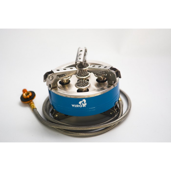 Плита газова туристична VIROK 7кВт, 5 конфорок + шланг з різьбовим (7/16) з'єднанням [12]