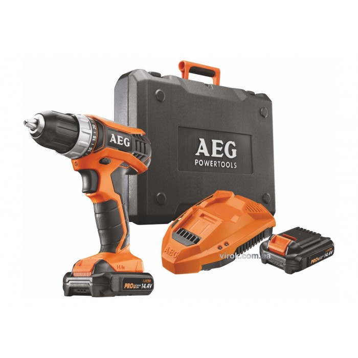 Шуруповерт-дриль акумул. AEG : Li-Ion 14.4 В, 1.5 Агод, 32 Нм, патрон Ø≤10 мм (сталь) 2 бат+ кейс DW