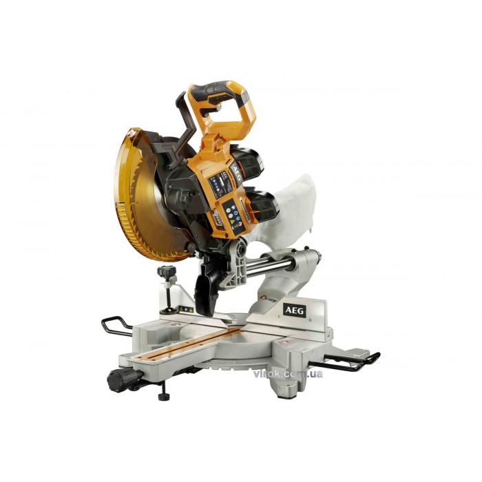 Пила торцьовальна акумуляторна безщіткова AEG : 18В Li-Ion, диск Ø=254мм, 0-45°, гл.90мм (БЕЗ АКБ)