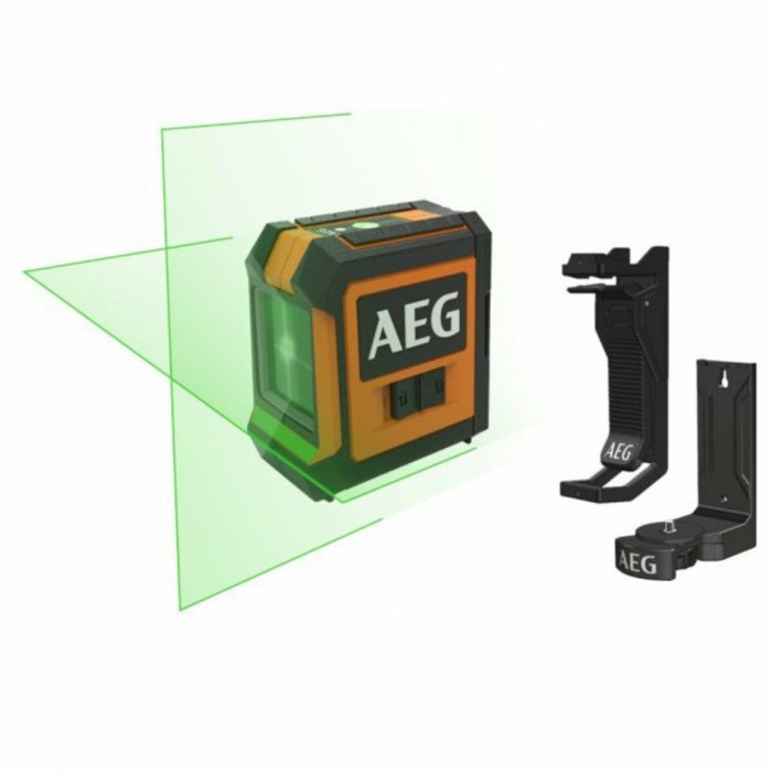 Нівелір лазерний AEG; дальність- 20 м, точність- 0,4 мм/1м, гориз. і вертик. зелені промені з облад.