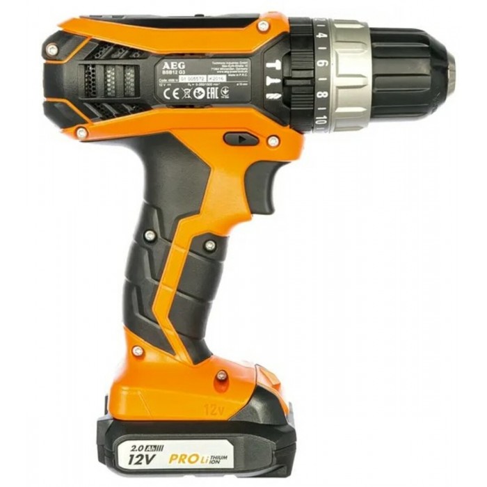 Шуруповерт-дриль акумул. AEG: 2 x Li-Ion 12 В, 2 Агод, 32 Нм, швидкозатиск. патрон Ø≤10 мм(сталь) DW