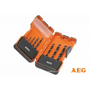 Набір свердл по дереву з 3-крапковими пругами AEG: Ø= 3-10 мм, 8 шт. в футлярі