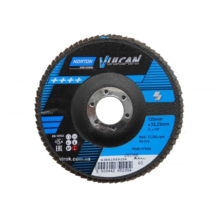 Круг пелюстковий шліфувальний NORTON VULCAN"; Ø= 125/22 мм, Р 60 зерно з електрокорунду