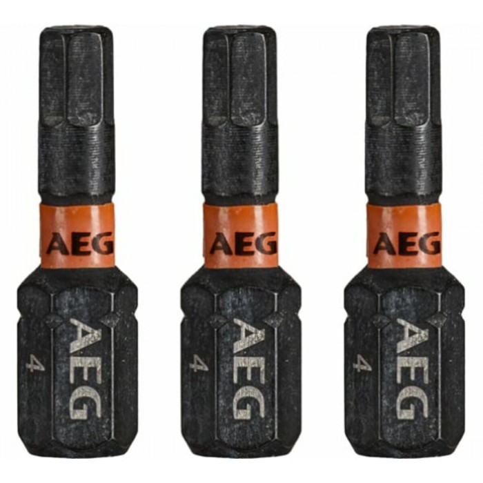 Насадки викруткові ударостійкі AEG: HEX 4, l= 25 мм, 3 шт. DW