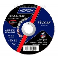 Диск відрізний по металу і нержав. сталі тм "NORTON VULCAN"; Ø= 125х22,2 мм, t= 1,0 мм