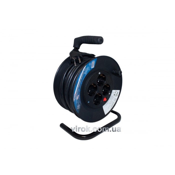 Подовжувач мережевий BEMKO на котушці : 25 м/3х1.5мм², 4 гнізд, SCHUCKO з заземл.