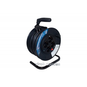 Подовжувач мережевий BEMKO на котушці : 50 м/3х1.5мм², 4 гнізд, SCHUCKO з заземл.