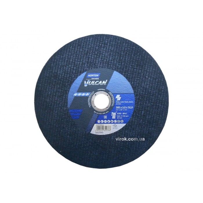 Диск відрізний по металу і нержав. сталі "NORTON VULCAN FIXED"; Ø=300х32 мм, t=3.0 мм (10 ши. уп)