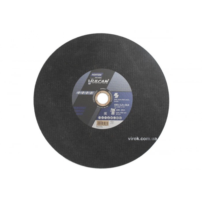 Диск відрізний по металу і нержав. сталі тм "NORTON VULCAN FIXED"; Ø= 400х 32 мм, t= 4.0 мм