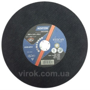 Диск відрізний по металу і нержав. сталі тм "NORTON VULCAN FIXED"; Ø= 350х25,4 мм, t= 3.5 мм