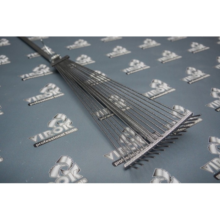 Граблі тип "віяло" дротяні розсувні VIROK з держаком (молоткове пофарбування)