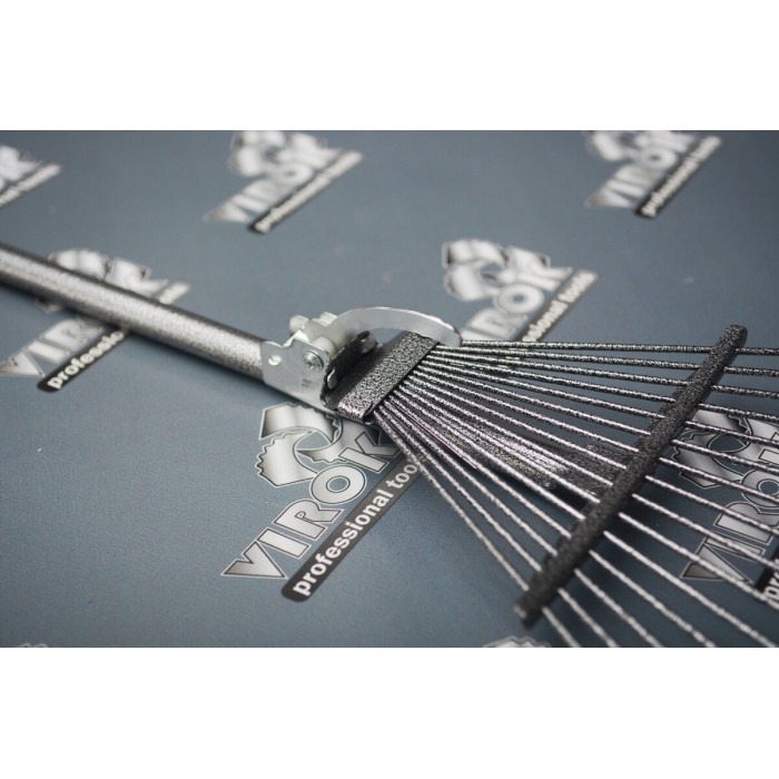 Граблі тип "віяло" дротяні розсувні VIROK з держаком (молоткове пофарбування)