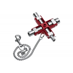 Ключ багатофунційний до розподільних шаф/щитів NWS "SubMaster" з ланцюгом і карабіном