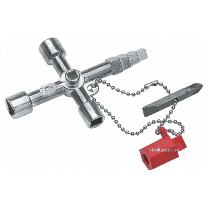 Ключ універсальний до розподільних шаф/щитів NWS "Building" з насадкою 14" PH2/ 1x 7 мм, ланцюгом