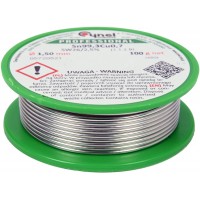 Припій без свинцю CYNEL : Ø1,5 мм, Sn99,3-Cu0,7 дротяний на котушці з флюсом m= 100 г [30]