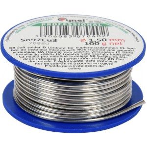 Припій для паяння міді CYNEL : Ø 1.5 мм, дротяний на котушці m= 100 г [60]