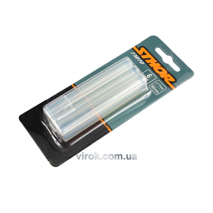 Стержні клейові STHOR : Ø= 11 х 100 мм. прозорі уп. 6 шт. [20]