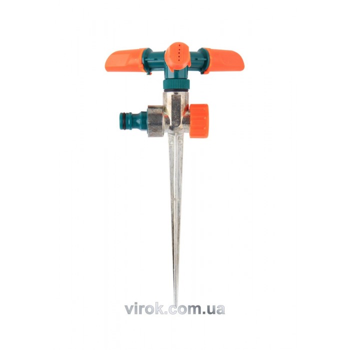 Зрошувач обертовий 3-сторонній FLO на кілку, до шлангу 1/2", ABS-пластик + цинк [12/48]