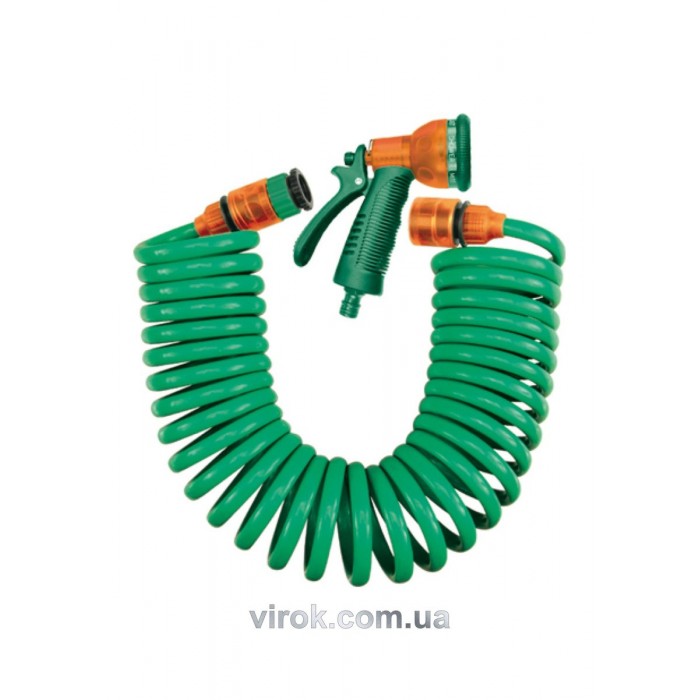 Зрошувач-пістолет 7-режимний FLO зі спіральным шлангом 15 м, ABS-пластик + EVA(DW)