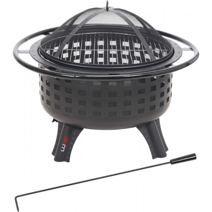 Кошик для вогнища сталевий  LUND 80х 80х 61 см, Ø= 57 см, на 3-х ніжках з кришкою(DW)