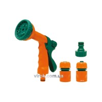 Зрошувач-пістолет 10-режимний FLO з набором з'єднань 1/2", ABS-пластик, 4 шт [12/48]