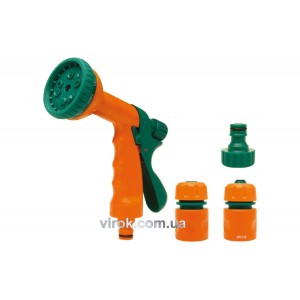 Зрошувач-пістолет 10-режимний FLO з набором з'єднань 1/2", ABS-пластик, 4 шт [12/48]