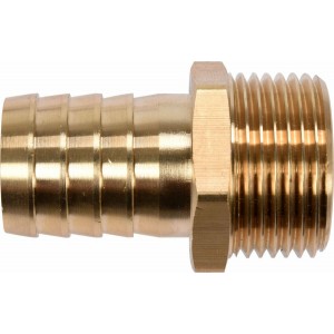 Штуцер для сполучення водяного насоса з шлангом латунний FLO "ялинка" FI 25- різьба М32 [10/80]