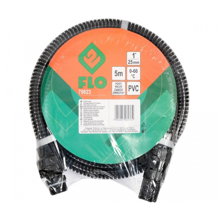 Шланг всмоктувальний до насосів FLO, l= 5м, сполуч. Ø= 1", з ситом і зворотнім клапаном [6]