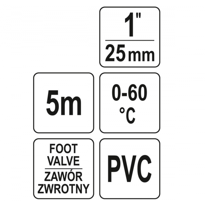 Шланг всмоктувальний до насосів FLO, l= 5м, сполуч. Ø= 1", з ситом і зворотнім клапаном [6]