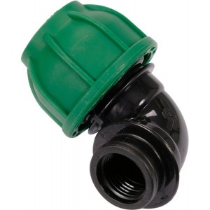 Коліно 90° до водяних пластикових труб з внут. різьбою 25 мм-1/2" FLO поліпропілен., для тиску 1 MPa