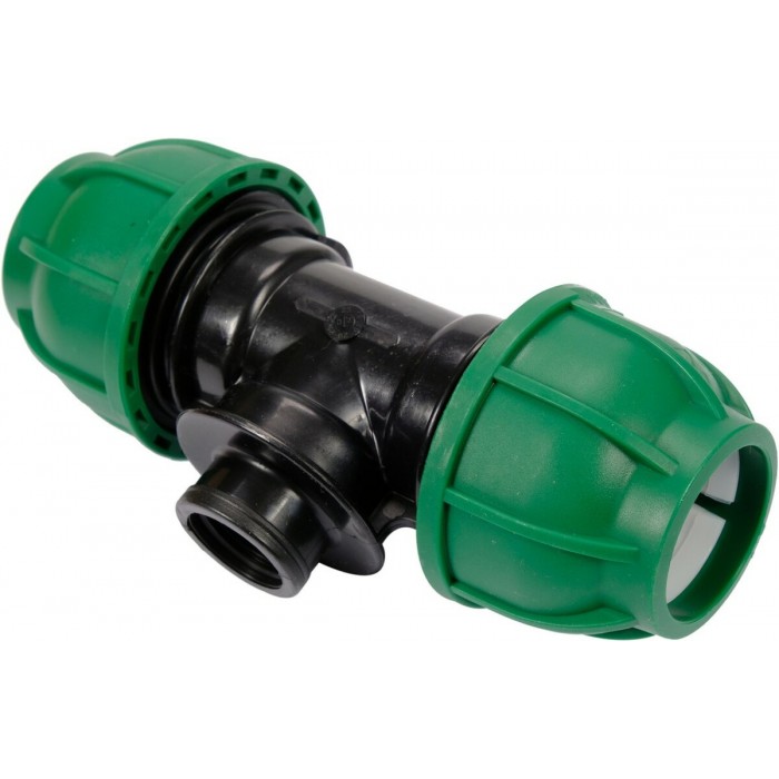 Трійник сполучний водяних пластикових труб 32 мм- 1/2"- 32 мм FLO поліпропіленовий, для тиску 1 MPa