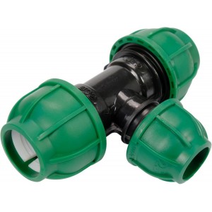 Трійник сполучний водяних пластикових труб 32 мм- 25 мм- 32 мм FLO поліпропіленовий, для тиску 1 MPa