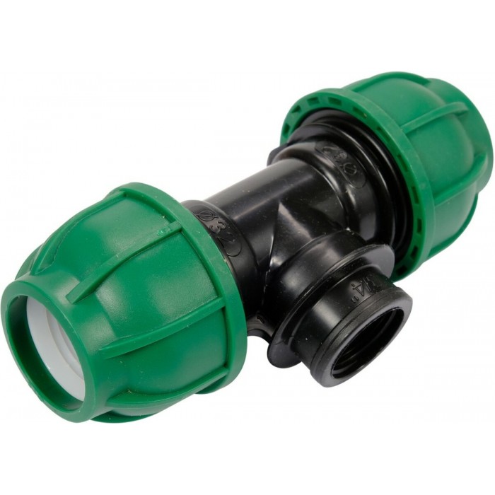 Трійник сполучний водяних пластикових труб 32 мм- 3/4"- 32 мм FLO поліпропіленовий, для тиску 1 MPa