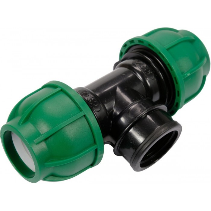 Трійник сполучний водяних пластикових труб 32 мм- 1"- 32 мм FLO поліпропіленовий, для тиску 1 MPa