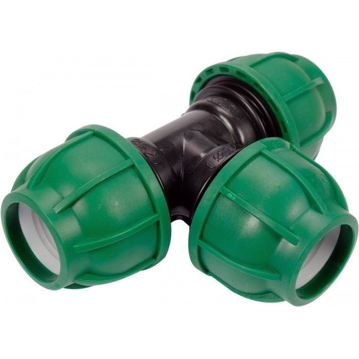 Трійник сполучний водяних пластикових труб 32 мм- 32 мм- 32 мм FLO поліпропіленовий, для тиску 1 MPa