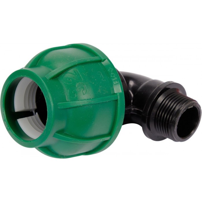 Коліно 90° до водяних пластикових труб з зовн. різьбою 32 мм-3/4" FLO поліпропілен, для тиску 1 MPa