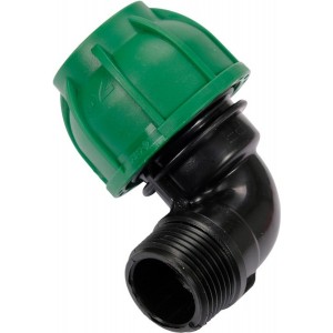 Коліно 90° до водяних пластикових труб з зовніш. різьбою 32 мм- 1" FLO поліпропілен, для тиску 1 MPa